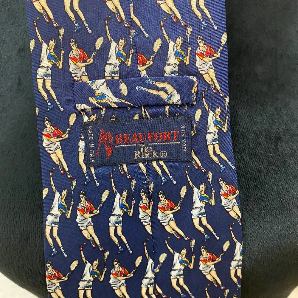 Vintage Beaufort‎ The Rack, Tennis, Tie, Made in Italy, 100% Silk